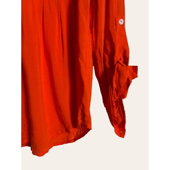 Anthropologie Maeve Clara Blood Orange Button Down Roll Long Sleeve Top Size S - Picture 5 of 9